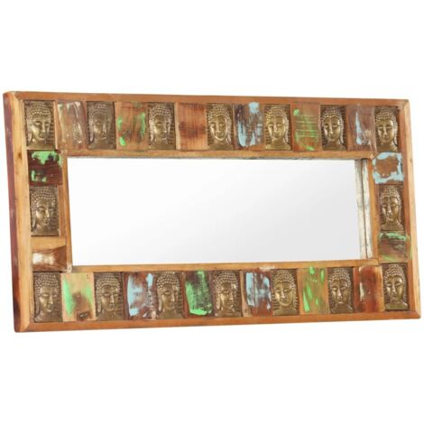 Mirror with Buddha Cladding 110x50 cm Solid Reclaimed Wood vidaXL