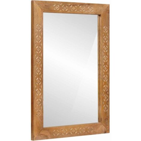 Mirror with Mirror Light brown 57 x 70 x 3 cm Solid mango wood vidaXL