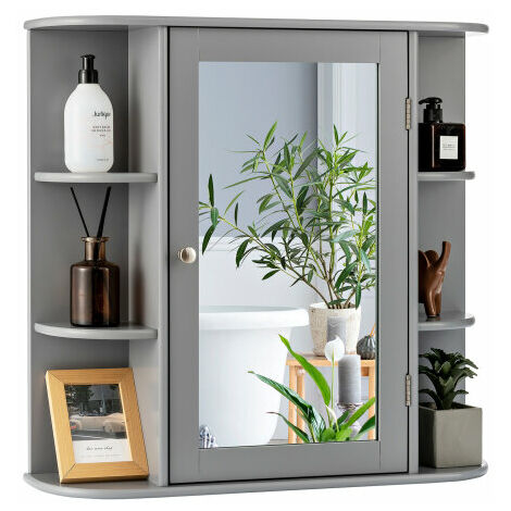 Mirrored Bathroom Cabinet Wall-mounted Storage Cabinet w/ Shelves