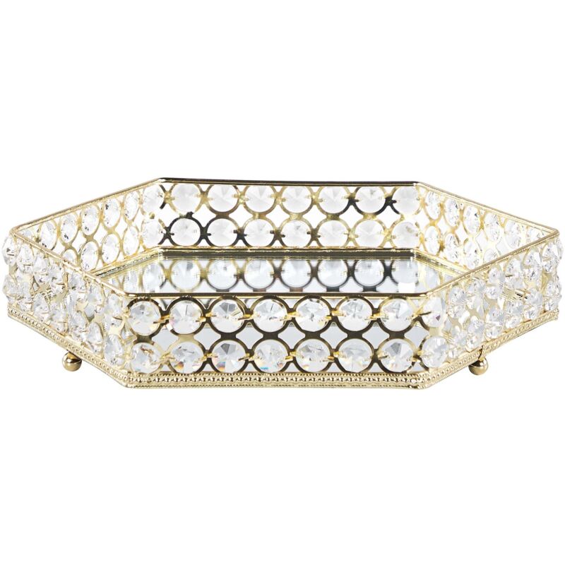 Beliani Decorative Tray Vatan Glass Gold