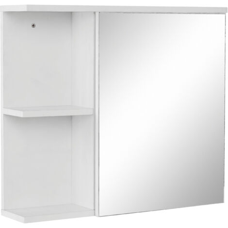 MirzaArmoire avec 1 porte et 1 étagère en panneaux de particules et verre blanc