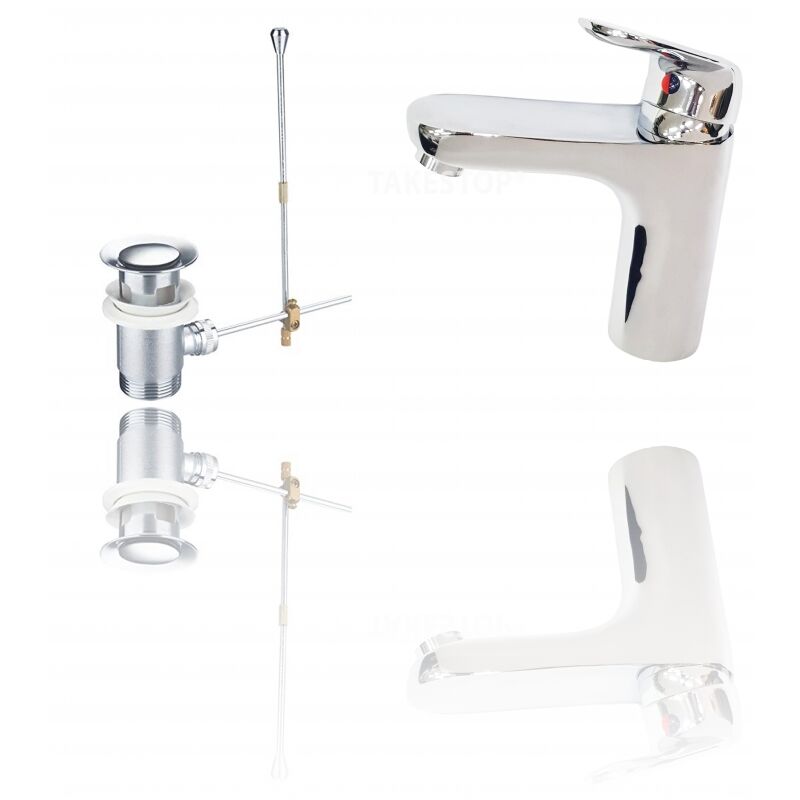 Trade Shop - Miscelatore Bagno Lavandino 52954 Piletta Scarico Filtro Fisso Doppio Foro -