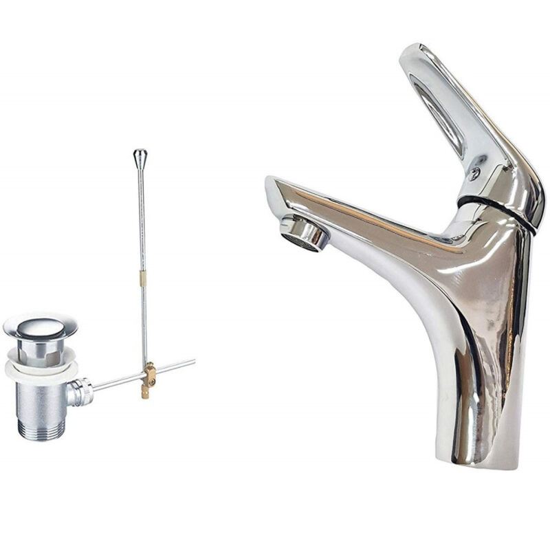 Trade Shop - Miscelatore Bagno Lavandino 52970 Piletta Scarico Filtro Fisso Doppio Foro -