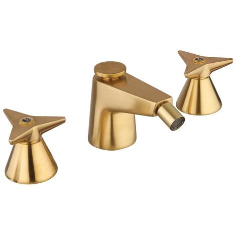 Miscelatore batteria bidet 3 fori con piletta di scarico 1"1/4 in finitura ottone spazzolato Mamoli Gio Ponti 55100000005G Ottone spazzolato