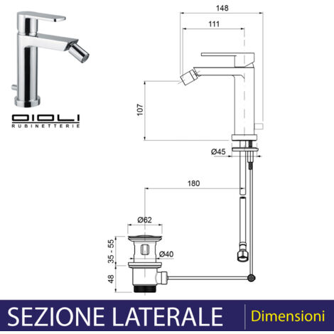 Miscelatore bidet con aeratore snodabile cromo lucido New Detroit