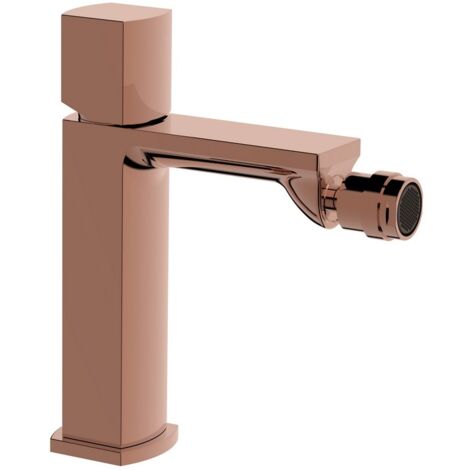 Miscelatore bidet rame lucido con risparmio acqua e piletta click clack - serie Marte
