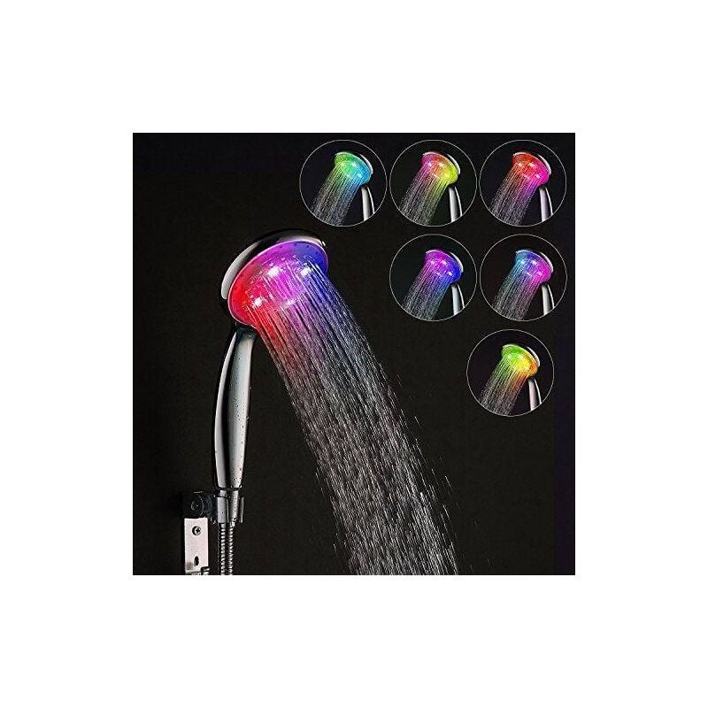 R&g - miscelatore braccio doccia multi color a led 7 colori cromoterapia soffione rgb