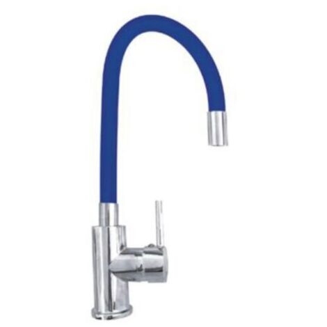 MISCELATORE CANNA ALTA FLESSIBILE RUBINETTO MONOCOMANDO CUCINA BLU 1987-3