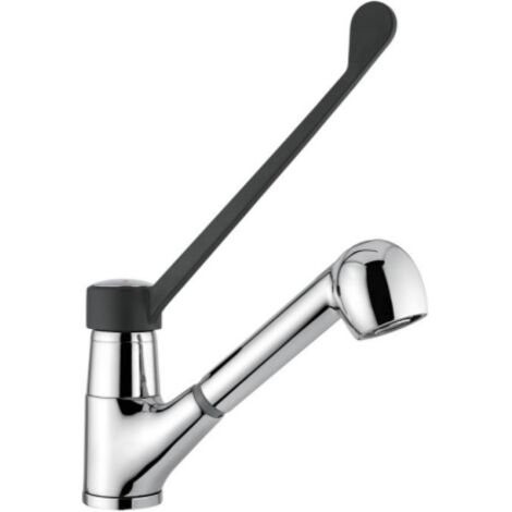 Miscelatore con bocca girevole, doccetta estraibile e comando leva clinica per lavello Idral 09497  Cromato - Ottone