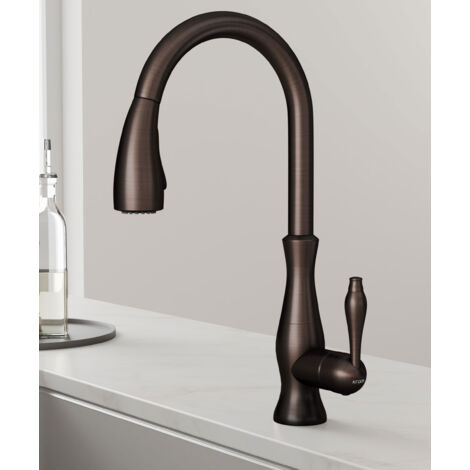 Miscelatore cucina moderno con doccetta e tubo estraibile - rame