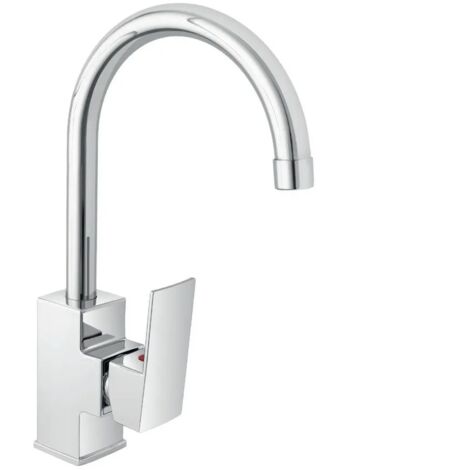 Miscelatore cucina quadro in acciaio inox con corpo orientabile