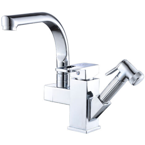 Miscelatore da cucina con beccuccio estraibile moderno in ottone girevole a 360° rubinetto per lavello estraibile con beccuccio alto rubinetto a 2 beccucci