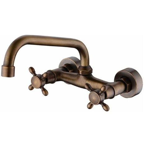 Miscelatore da cucina di alta qualità, rubinetto per lavello da parete retrò europeo (colore: bronzo)