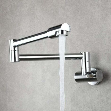 Miscelatore da cucina pieghevole, rubinetto a parete, miscelatore per lavello da cucina con beccuccio multifunzionale per acqua fredda, rubinetto da cucina girevole a 360° - cromato