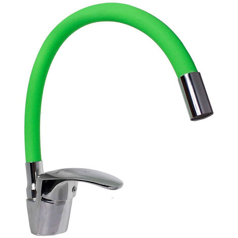Miscelatore da lavello canna alta flessibile ricoperta in silicone rubinetto orientabile da cucina mobile monocomando verde