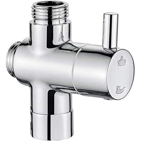 Miscelatore doccia a 3 vie, in ottone cromato, con ingresso universale (G1/2 pollice) e 2 uscite (G3/4 pollice e G1/2 pollice)