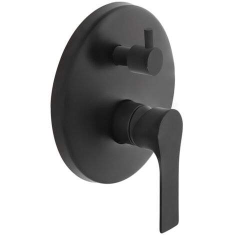 Miscelatore doccia con deviatore Flat in ottone nero opaco