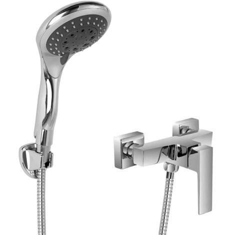 Miscelatore doccia esterno Kubo in ottone con kit doccia e flessibile