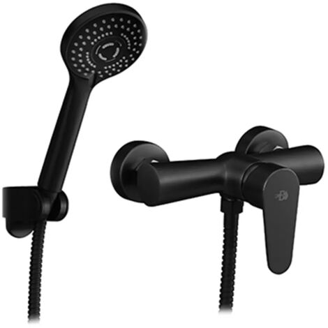 Miscelatore doccia esterno nero opaco con kit doccia Lizzy