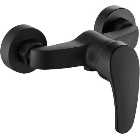 Miscelatore doccia in ottone nero, rubinetto per vasca da bagno da 1/2", finitura cromata, design elegante e moderno.
