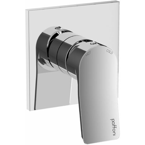 Miscelatore doccia incasso 1 uscita con piastra in acciaio inox colore cromo Paffoni Tilt TI010CR/M  Cromo - 1 uscita