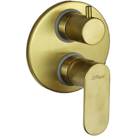 Miscelatore doccia incasso a 2 uscite in colore oro spazzolato Paini Domus 18PJ6911  2 Uscite - Oro Spazzolato