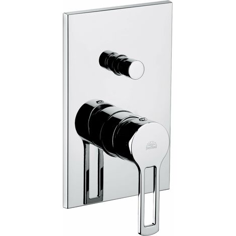 Miscelatore doccia incasso con deviatore placca in acciaio Paffoni Ringo RIN015CR/M  Cromo - RINGO - 2 Uscite - Acciao inox