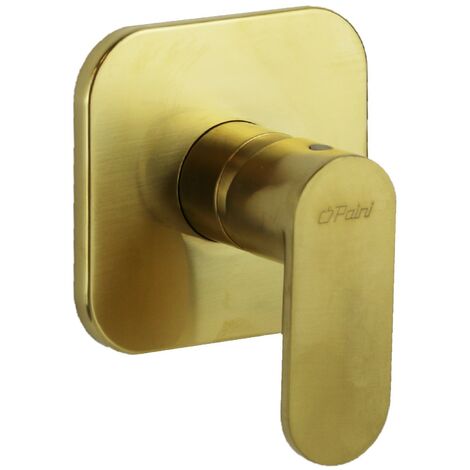 Miscelatore doccia incasso in colore oro spazzolato con piastra 115x115 mm Paini Domus 18PJ690  1 uscita - Oro Spazzolato