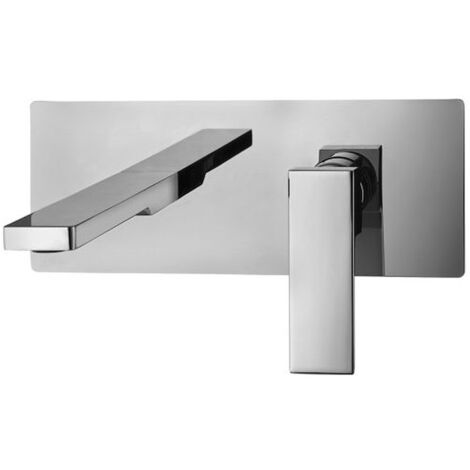 Miscelatore Elle lavabo incasso a muro con piastra inox di