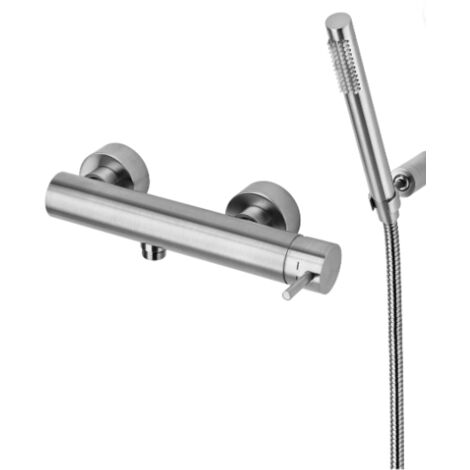 Miscelatore esterno per doccia con doccino Steel Looking Paffoni serie Light LIG168DST Ottone - Steel looking