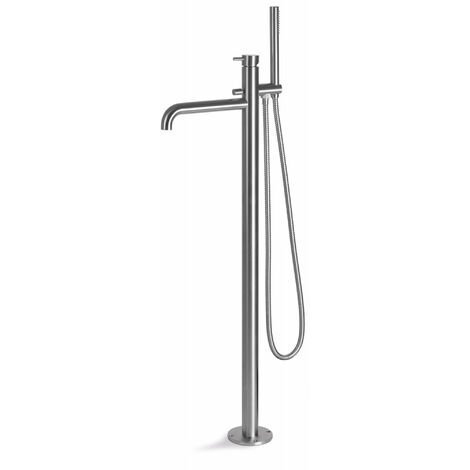 Miscelatore Freestanding per Vasca da Bagno con Doccino in Acciaio Inox Satinato Nilo