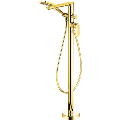 Miscelatore freestanding per vasca oro lucido