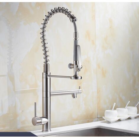 Miscelatore, girevole a 360°, per appartamenti, rubinetto monocomando per bagno , Ideale per abitazioni e hotel (Nichel spazzolato)