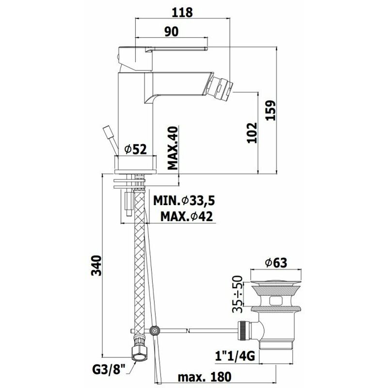 Paffoni - Miscelatore bidet serie Ringo RIN135NO Ottone - Nero opaco