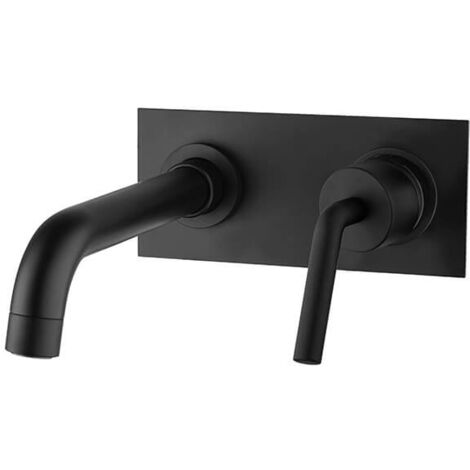 Miscelatore lavabo a muro con piastra nero opaco serie Lumos Jacuzzi Rubinetteria