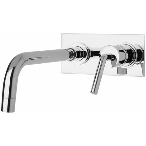 Rubinetto A Muro Con Doccetta Estraibile.Miscelatore Lavabo A Muro Con Placca Piralla Garda 0as00497d19 Cromo 200 Mm