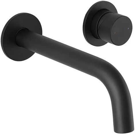 Miscelatore lavabo a muro nero opaco senza leva in acciaio inox Gemini