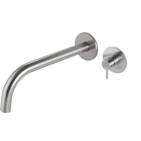 Miscelatore lavabo a parete acciaio inox Vema TIBER STEEL V17050 Satinato