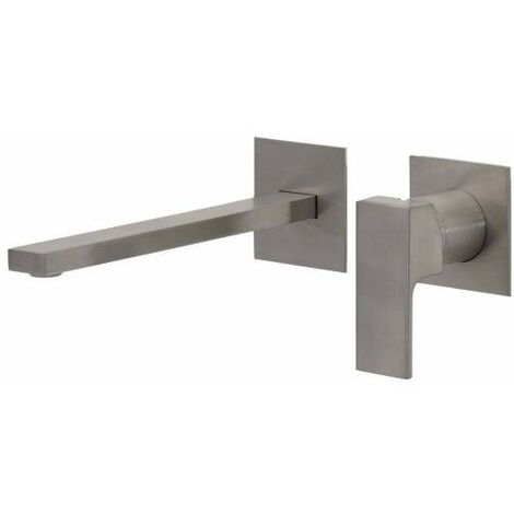 Miscelatore lavabo a parete acciaio spazzolato Gattoni SQUARE 2537/25NS  200 mm - Acciaio Spazzolato