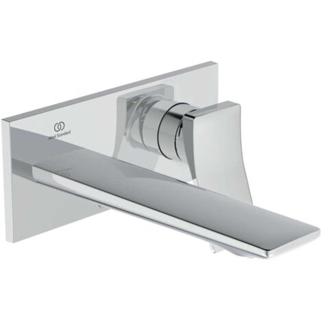 Miscelatore lavabo a parete CHECK sporgenza 180mm cromo con rosetta quadrata, kit 2 IDEAL STANDARD