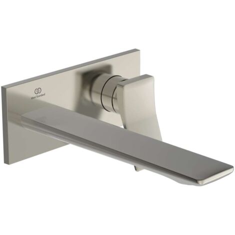 Miscelatore lavabo a parete CHECK sporgenza 225 mm silver Storm con rosetta quadrata, kit 2 IDEAL STANDARD
