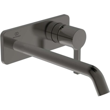 Miscelatore lavabo a parete JOY sporgenza 225 mm Rosone quadrato grigio magnetico, kit 2 IDEAL STANDARD