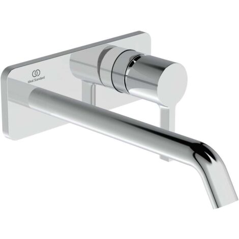 Miscelatore lavabo a parete JOY sporgenza 225 mm rosone quadrato Storm argento, kit 2 IDEAL STANDARD