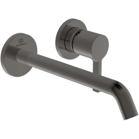 Miscelatore lavabo a parete JOY sporgenza 225 mm Rosone tondo magnetico grigio, kit 2 IDEAL STANDARD