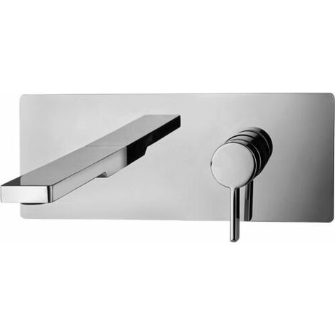 Miscelatore lavabo ad incasso con bocca l. 150 mm Steel looking Paffoni serie Rock RO104ST  Ottone - Steel looking
