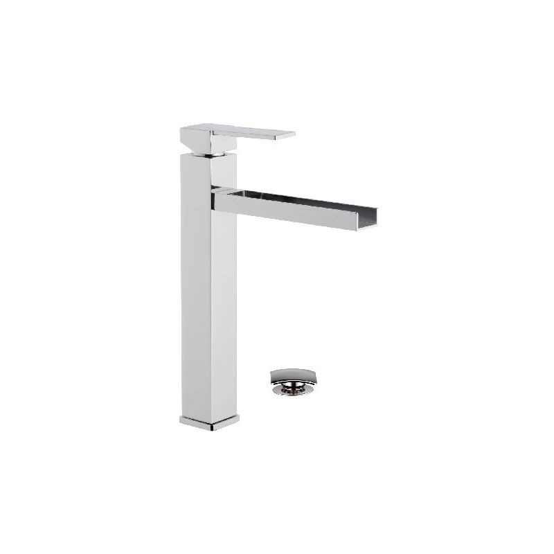 Miscelatore lavabo alto a cascata design moderno Remer qubika Click - Clack