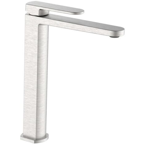 Miscelatore lavabo alto acciaio spazzolato senza piletta - serie Venere