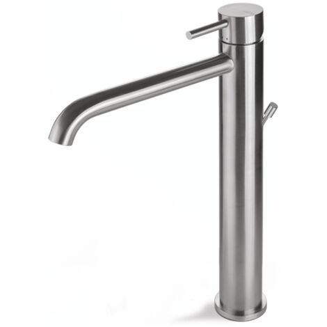 Miscelatore lavabo alto con scarico acciaio inox Vema TIBER STEEL V17020 Satinato
