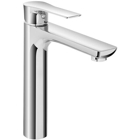 Miscelatore lavabo alto Flat in ottone cromo con piletta click clack