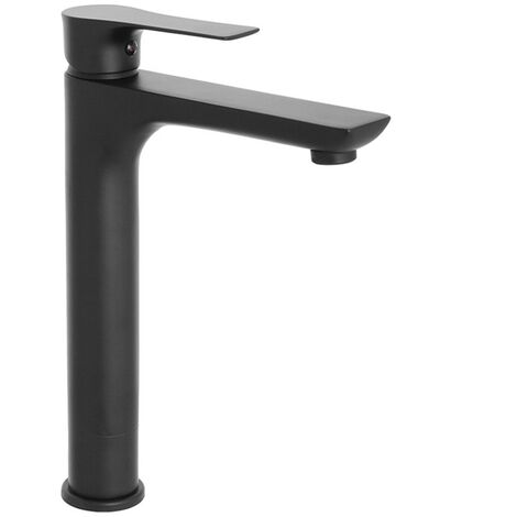 Miscelatore lavabo alto Flat in ottone nero opaco con piletta inclusa